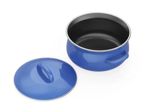Empty blue enamel cooking pot Stock Illustration