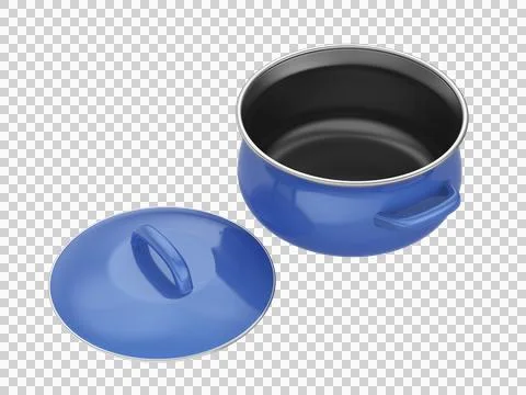 Empty blue enamel cooking pot Stock Illustration