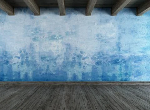 Empty blue grunge room Stock Illustration