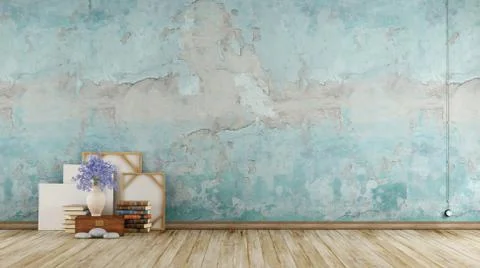 Empty blue grunge room Stock Illustration
