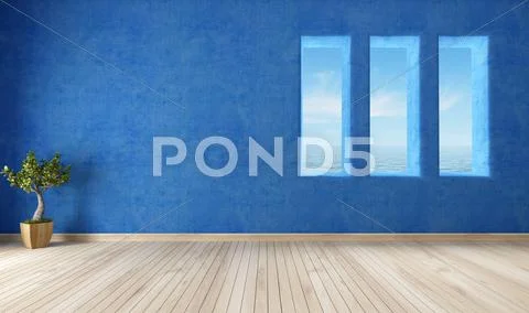 Empty blue interior Stock Illustration