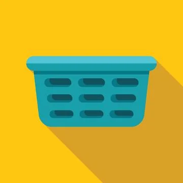 Empty blue laundry basket on yellow background Stock Illustration