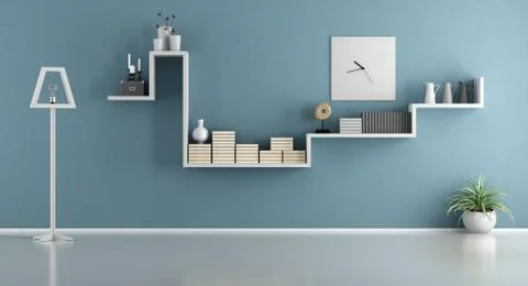 Empty blue living room Stock Illustration