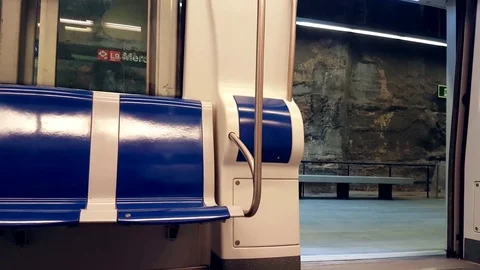 Empty Blue Metro Train Seat Stock Footage 78485746