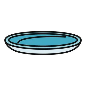 Empty blue oval dish crockery icon graphic 스톡 일러스트