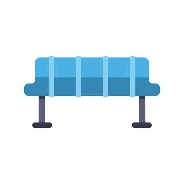 Empty blue plastic bench in waiting room or airport terminal Stock Illustration
