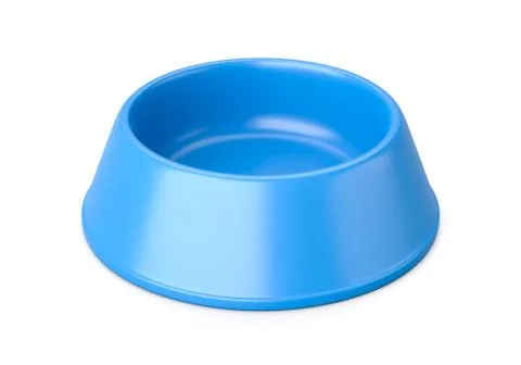 Empty Blue Plastic Pets Bowl Isolated on White Background 3D Illustration Stock Illustration