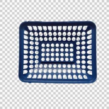 Empty blue plastic shopping basket for grocery store or retail use viewed f.. Stock Photos