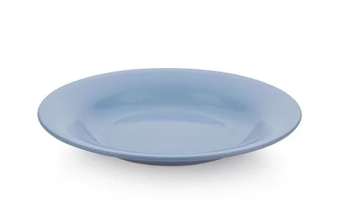Empty blue plate on white background. Stock-Fotos