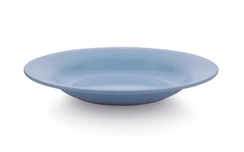 Empty blue plate on white background. Stock Photos