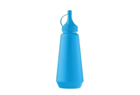 Empty Blue sauce bottle mockup isolated on white Stock Photos