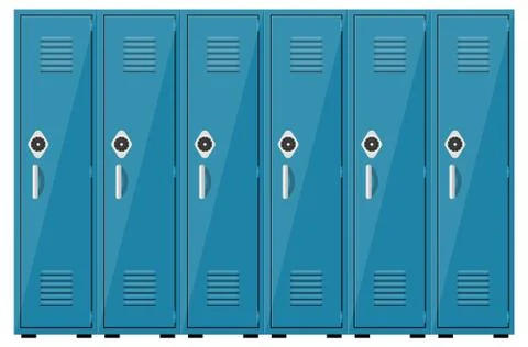 Empty blue school lockers Stock Illustration