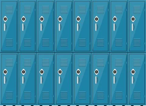 Empty blue school lockers Stock Illustration