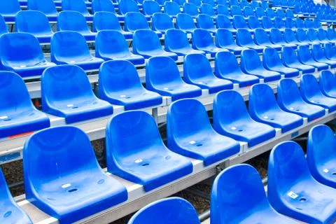 Empty blue stadium seats Stock Photos