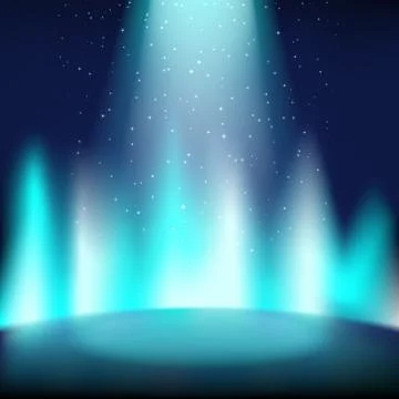 Empty blue stage with a dark background, illuminated by a bright spotlight Stock Illustration