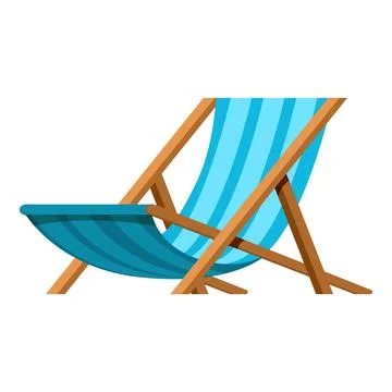 Empty blue striped deck chair inviting relaxation on a sunny day Stock Illustration