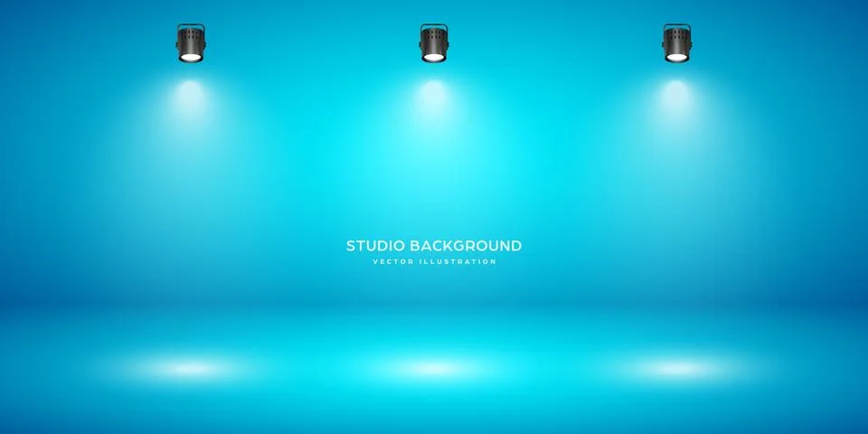 Empty blue studio abstract background with spotlight effect. Product showcase Stock Illustration