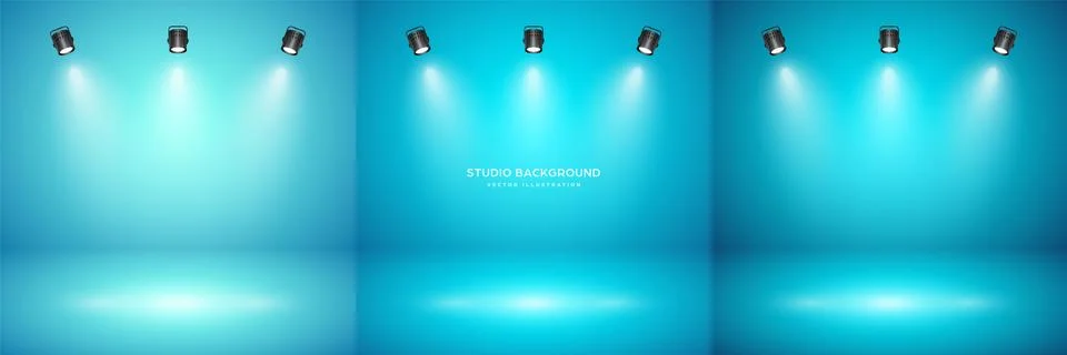 Empty blue studio abstract backgrounds with spotlight effect. Product showcase Stock Illustration