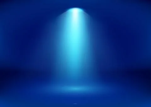 Empty Blue Studio and Spotlight. Bright shiny rays. Vector illustration Stock Illustration