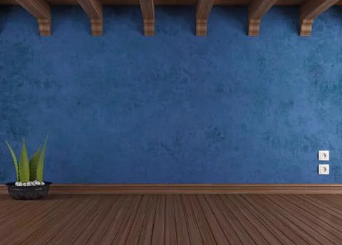 Empty blue vintage room Stock Illustration