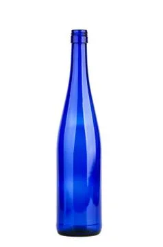 Empty blue wine bottle Foto stock