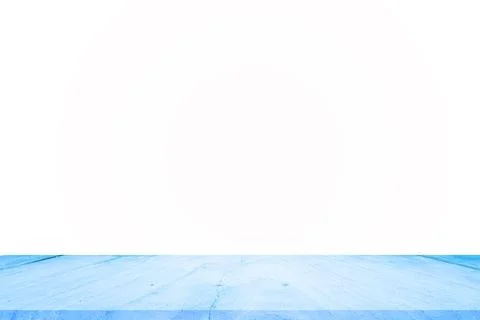 Empty blue wooden table top on white background. For product display or desig Stock Photos