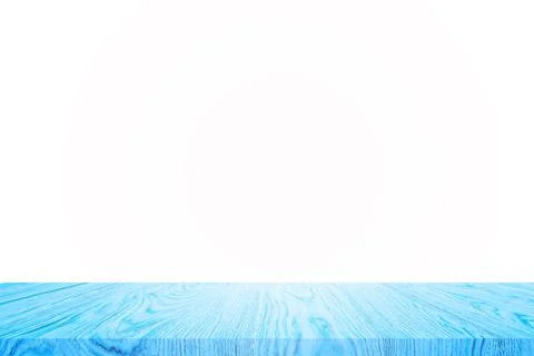 Empty blue wooden table top on white background. For product display or desig Stock Photos