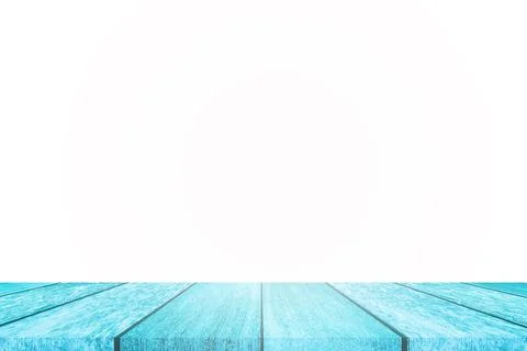 Empty blue wooden table top on white background. For product display or desig Stock Photos
