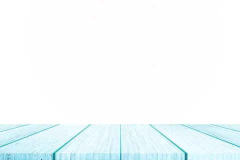Empty blue wooden table top on white background. For product display or desig Stock Photos