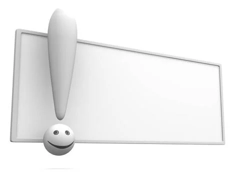 Empty board with exclamation mark. 3d Empty board with exclamation mark. 3... Stock Photos