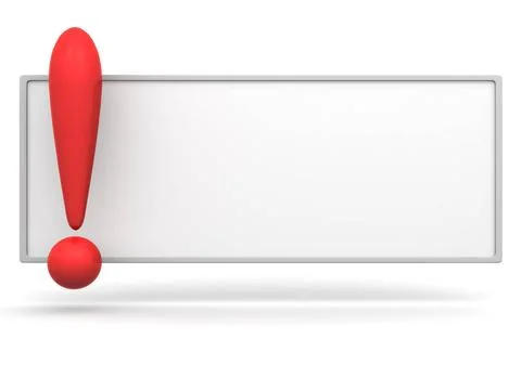 Empty board with exclamation mark. 3d Empty board with exclamation mark. 3... Stock Photos