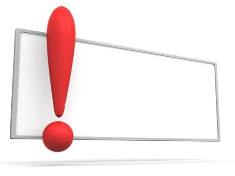 Empty board with exclamation mark. 3d Empty board with exclamation mark. 3... Stock Photos