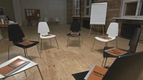Empty board room in office with chairs at the conference room dolly shot Stock Footage 334027228