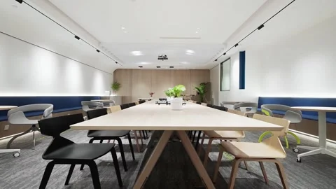 Empty board room in office with chairs at the conference room dolly shot Stock Footage 334027240