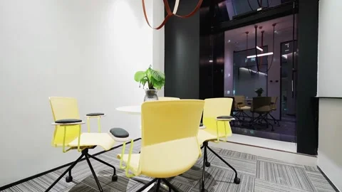 Empty board room in office with chairs at the conference room dolly shot Stock Footage 334027249