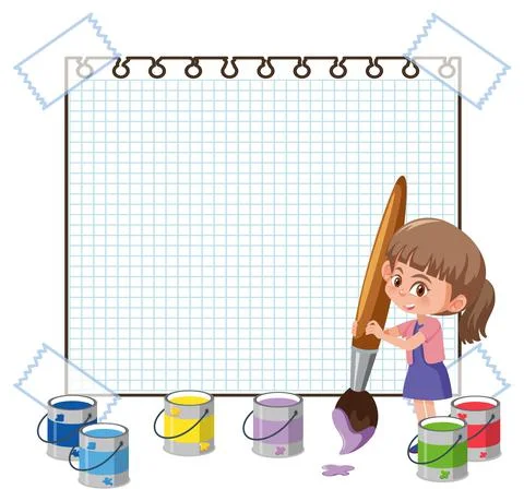 Empty board template with children cartoon character Stock Illustration