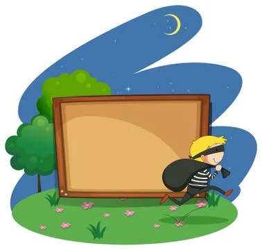 Empty board with thief design Stock Illustration
