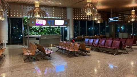 An empty boarding area at Terminal 2, Mumbai International Airport. Stock Footage 314020711