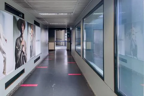 Empty boarding bridge at Milan Malpensa Airport in Italy Stock Photos