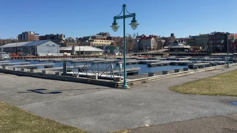 Empty Boat Marina in Early Spring Stock Footage 89301233