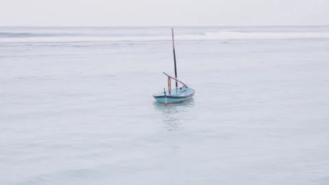 Empty boat off the shore at sea Stock Footage 293285214