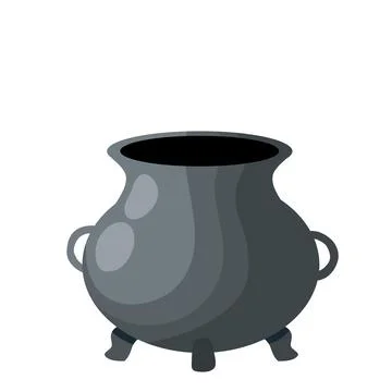 Empty Boiler. Big black pot for cooking. cauldron witches Stock Illustration