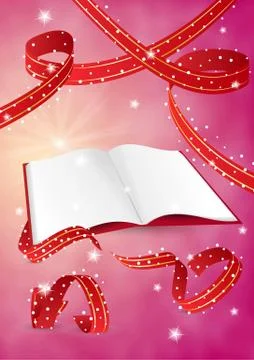 Empty book and ribbons Stock Illustration