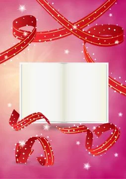 Empty book and ribbons Stock Illustration