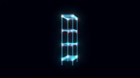 Empty book shelf hologram 4k Stock Footage 148183700