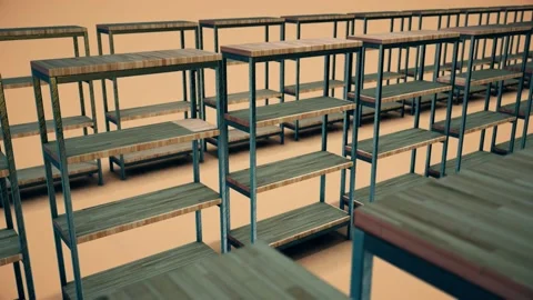 Empty book shelfs in a row 4k Stock Footage 148184084