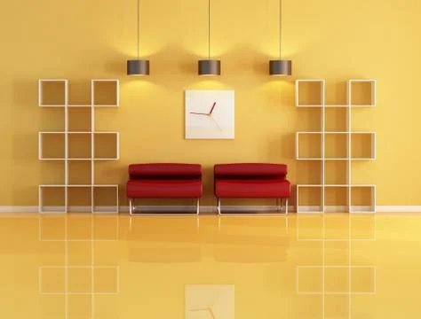 Empty bookcase in a living room Stock Illustration