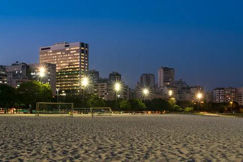 Empty Botafogo Beach at Night Fotos Stock