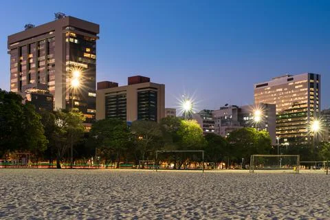 Empty Botafogo Beach at Night 写真素材