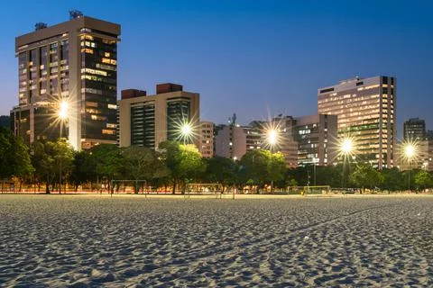 Empty Botafogo Beach at Night 스톡 사진
